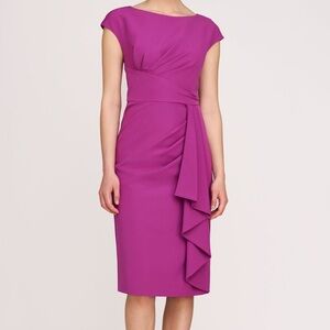 Kay Unger Linden Pink Cerise Cocktail Dress Ruched Sheath Wedding Guest 6 NWT